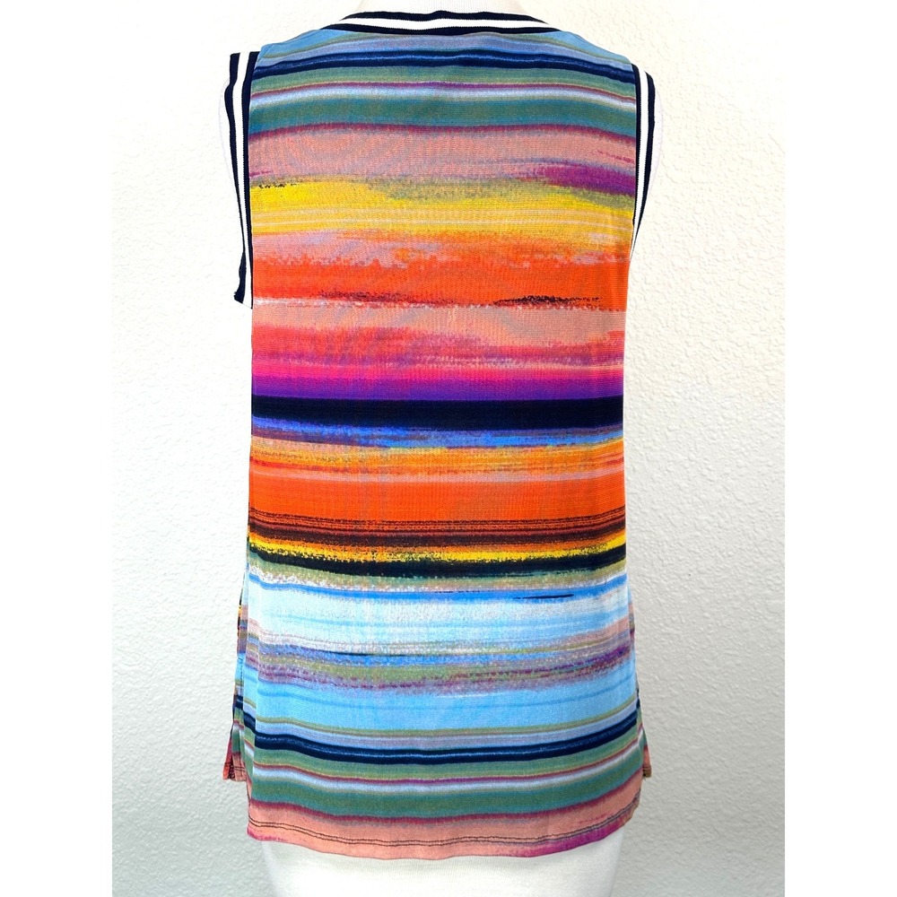 Boston Proper‎ Mesh Tank Top M Colorful Stripe Layered Sleeveless - Picture 4 of 14